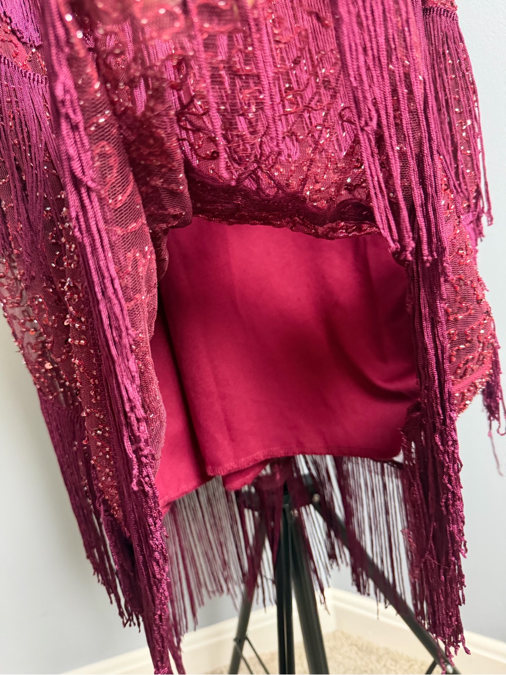 Babeyond Beaded Fringe Sleeveless Dress In Deep Wine 3xl — image 7 of 8